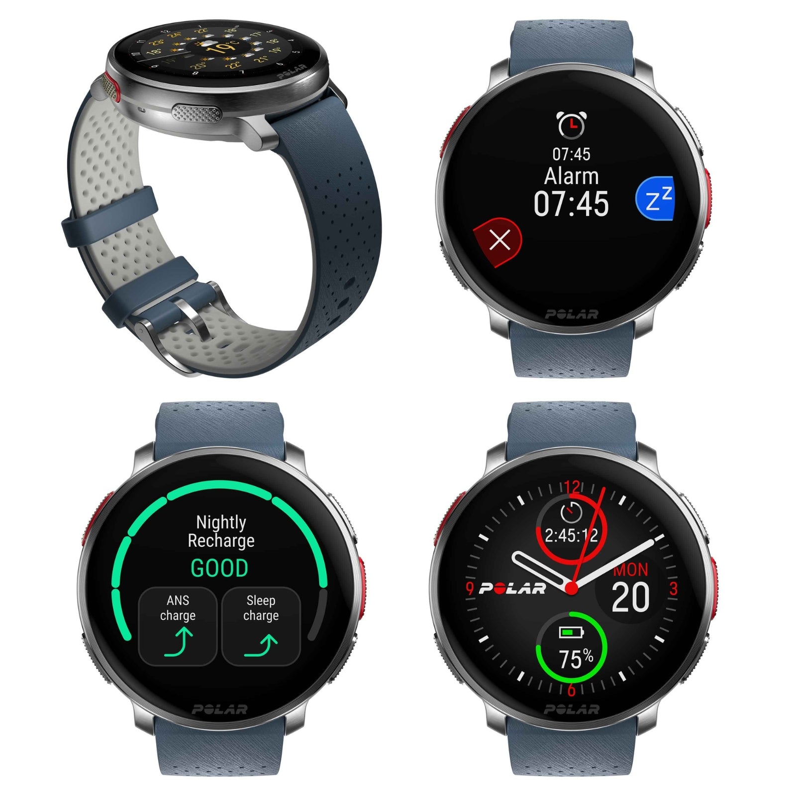 Polar Vantage V3 Sky Blue Premium Multisportuhr SL - Blau
