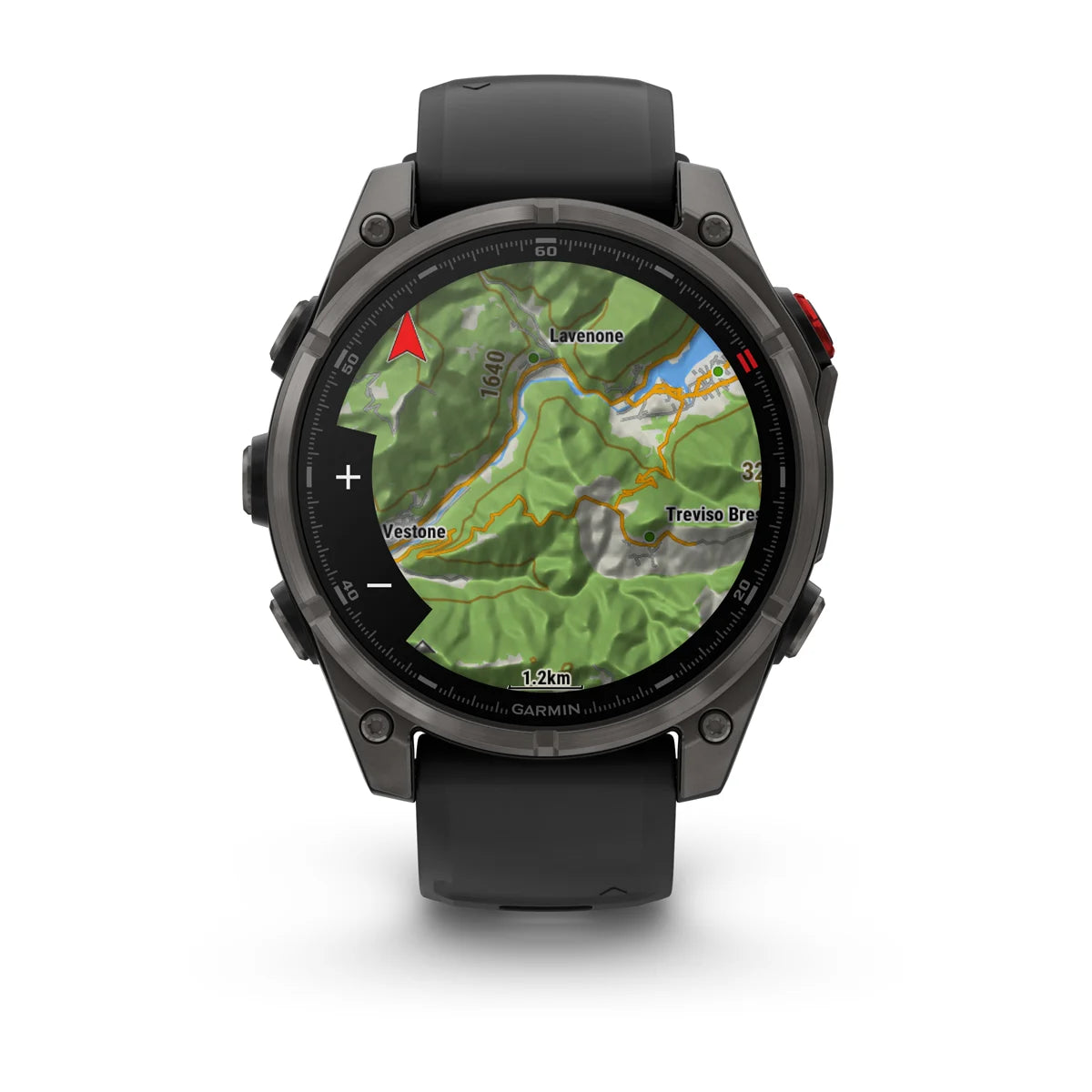 Garmin Fenix 8 Pro (47 mm) Saphirglas – Premium-AMOLED-Multisport-Smartwatch – Carbongraues DLC-Titan mit schwarzem/kieselgrauem Silikonarmband