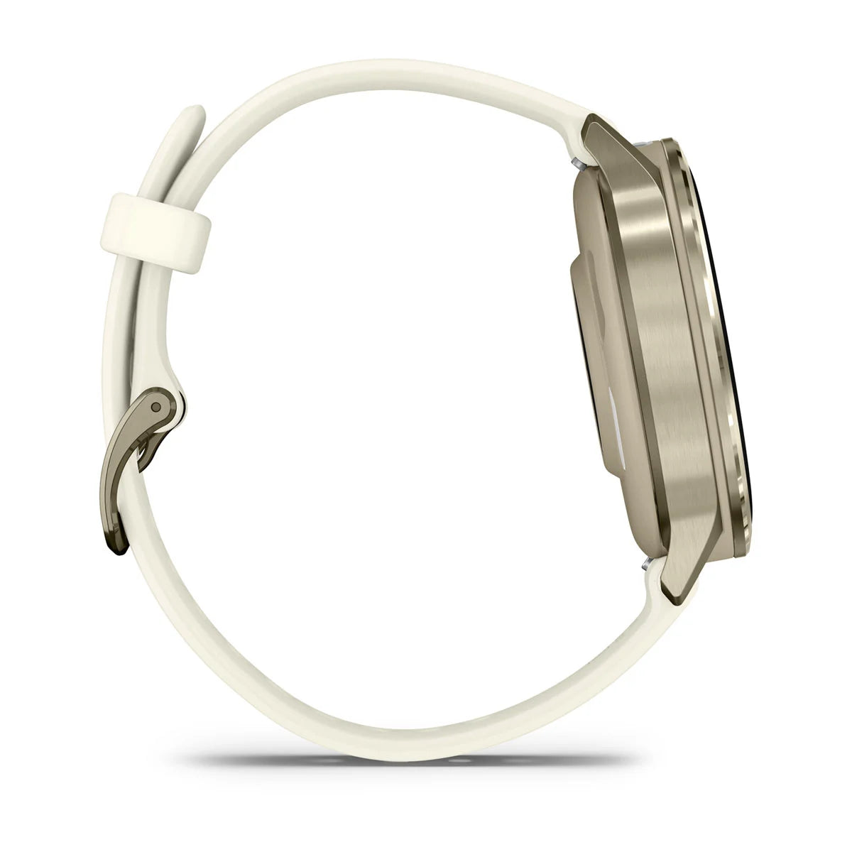 Garmin Venu 4 (41 mm) – Modische/Sportliche Hybrid-Smartwatch – Lunar Gold mit knochenfarbenem Silikonarmband