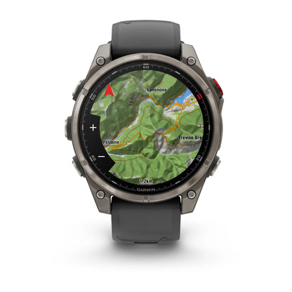 Garmin Fenix ​​8 Pro (47 mm) Saphirglas – Premium AMOLED Multisport-Smartwatch – Titan mit graphit-/schwarzem Silikonarmband