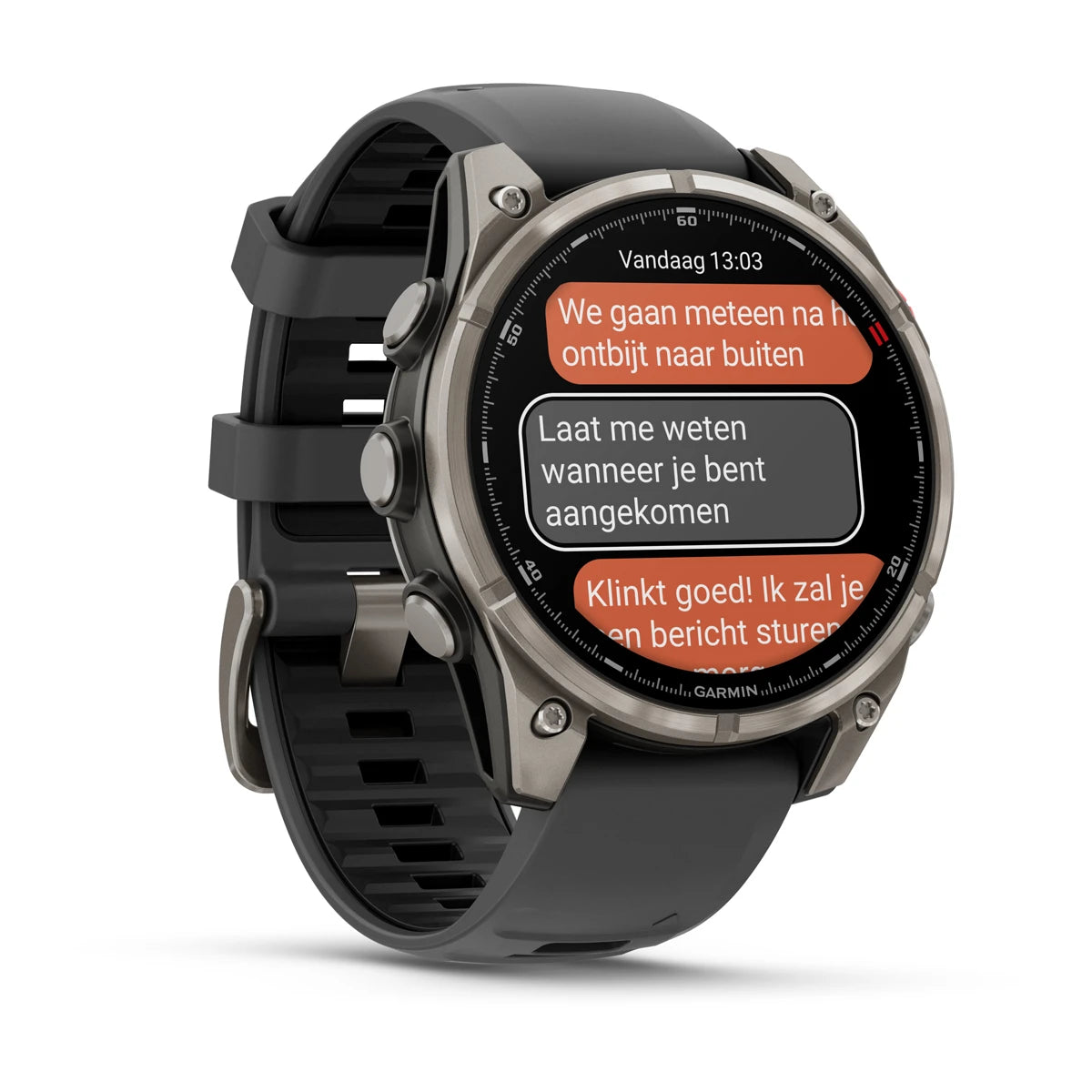 Garmin Fenix ​​8 Pro (47 mm) Saphirglas – Premium AMOLED Multisport-Smartwatch – Titan mit graphit-/schwarzem Silikonarmband