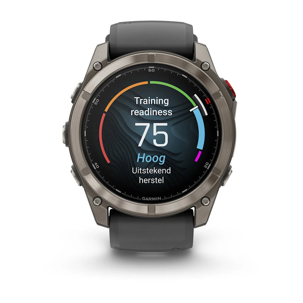 Garmin Fenix ​​8 Pro (51 mm) Saphirglas – Premium AMOLED Multisport-Smartwatch – Titan mit graphit-/schwarzem Silikonarmband