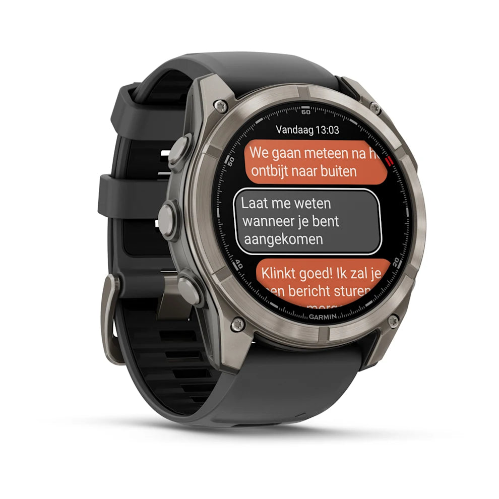 Garmin Fenix ​​8 Pro (51 mm) Saphirglas – Premium AMOLED Multisport-Smartwatch – Titan mit graphit-/schwarzem Silikonarmband