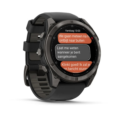 Garmin Fenix ​​8 Pro (51 mm) Saphirglas – Premium AMOLED Multisport-Smartwatch – Carbongraues DLC-Titan mit schwarzem/kieselgrauem Silikonarmband