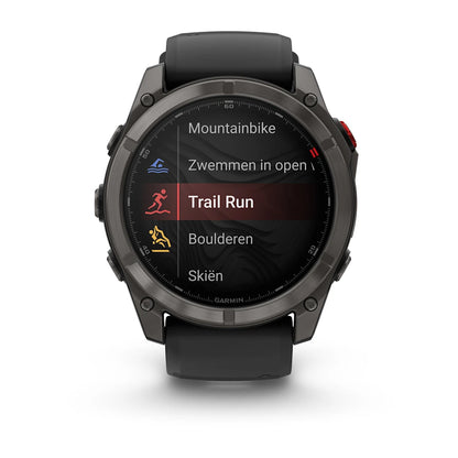 Garmin Fenix ​​8 Pro (51 mm) Saphirglas – Premium AMOLED Multisport-Smartwatch – Carbongraues DLC-Titan mit schwarzem/kieselgrauem Silikonarmband
