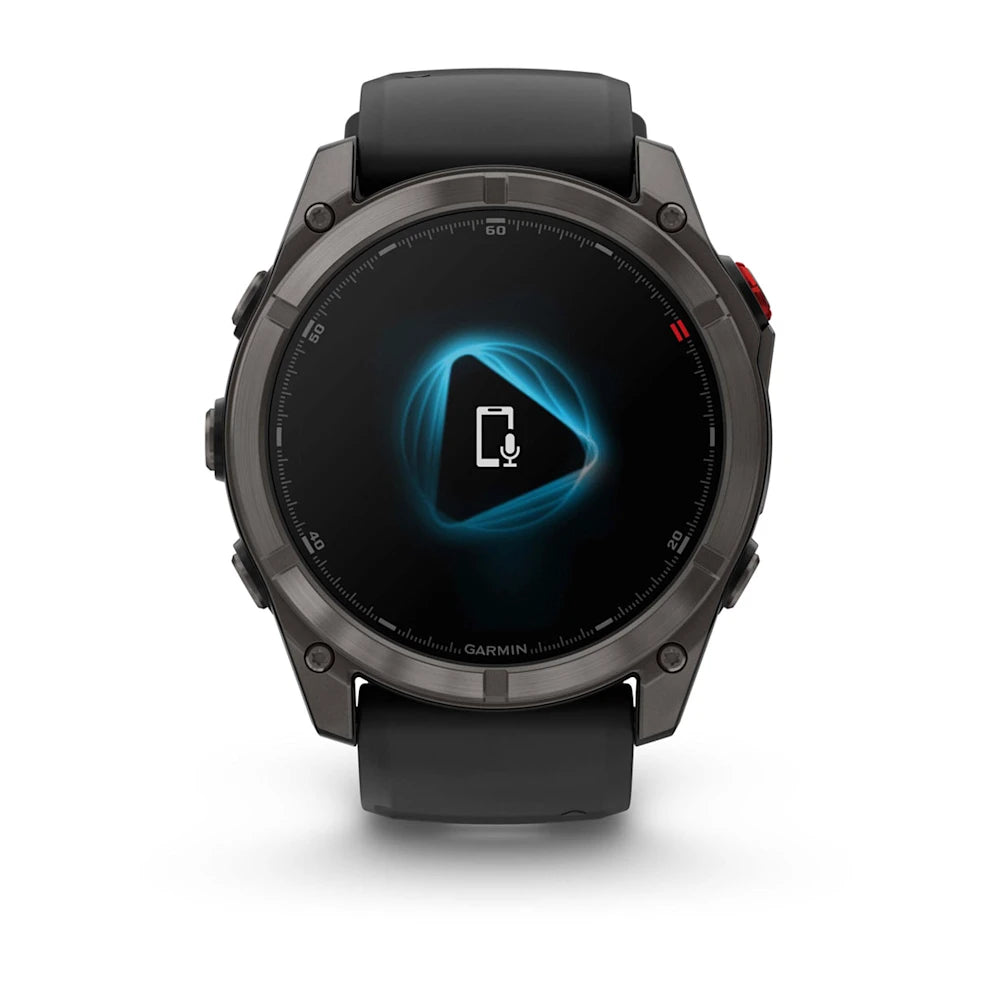 Garmin Fenix ​​8 Pro (51 mm) Saphirglas – Premium AMOLED Multisport-Smartwatch – Carbongraues DLC-Titan mit schwarzem/kieselgrauem Silikonarmband