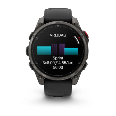 Garmin Fenix ​​8 Pro (47 mm) Sapphire - Premium AMOLED Multisport Smartwatch - Carbon gray DLC titanium with black/pebble gray silicone strap