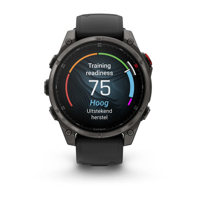 Garmin Fenix ​​8 Pro (47 mm) Sapphire - Premium AMOLED Multisport Smartwatch - Carbon gray DLC titanium with black/pebble gray silicone strap