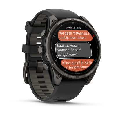 Garmin Fenix ​​8 Pro (47 mm) Sapphire - Premium AMOLED Multisport Smartwatch - Carbon gray DLC titanium with black/pebble gray silicone strap