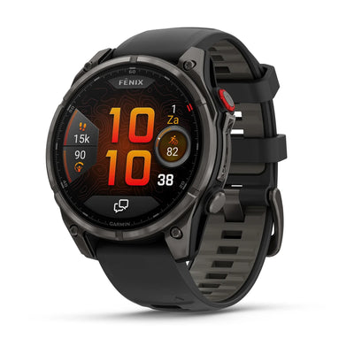 Garmin Fenix ​​8 Pro (47 mm) Sapphire - Premium AMOLED Multisport Smartwatch - Carbon gray DLC titanium with black/pebble gray silicone strap