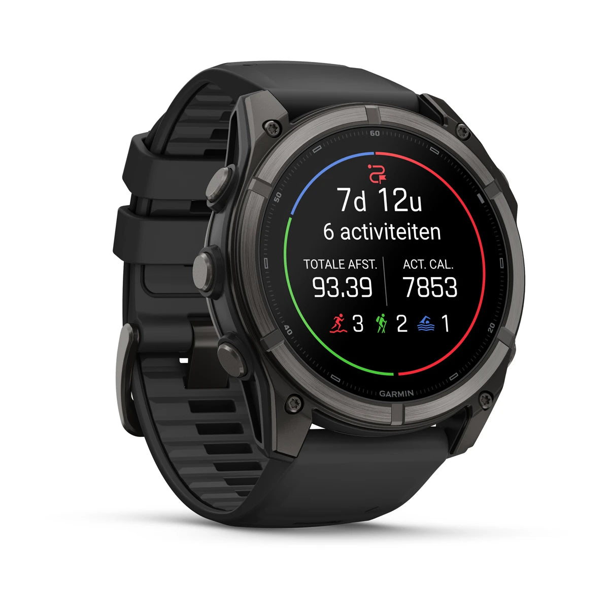 Garmin fēnix® 9 (51 mm) - Carbon Grey DLC Titanium met zwarte siliconen band
