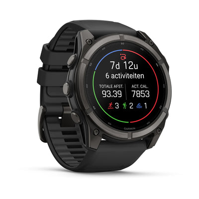 Garmin fēnix® 9 (47 mm) - Carbon Grey DLC Titan mit schwarzem Silikonarmband