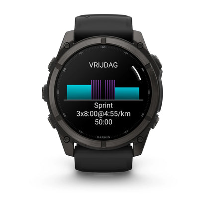 Garmin fēnix® 9 (51 mm) - Carbon Grey DLC Titanium met zwarte siliconen band