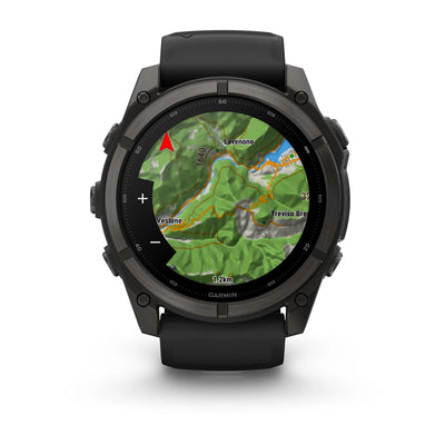 Garmin fēnix® 9 (47 mm) - Carbon Grey DLC Titan mit schwarzem Silikonarmband