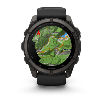 Garmin fēnix® 9 (51 mm) - Carbon Grey DLC Titanium met zwarte siliconen band