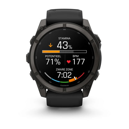 Garmin fēnix® 9 (51 mm) - Carbon Grey DLC Titanium met zwarte siliconen band