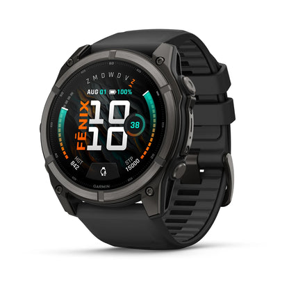 Garmin fēnix® 9 (51 mm) - Carbon Grey DLC Titanium met zwarte siliconen band