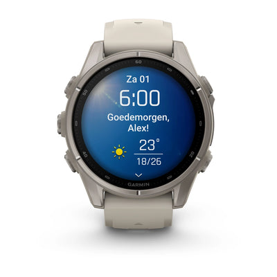 Garmin fēnix® 9 (43 mm) - Titan mit Silikonarmband in Fog Gray