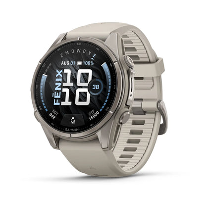 Garmin fēnix® 9 (43 mm) - Titanium met siliconen band in Fog Gray