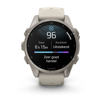 Garmin fēnix® 9 (43 mm) - Titan mit Silikonarmband in Fog Gray