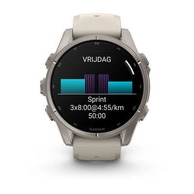 Garmin fēnix® 9 (43 mm) - Titan mit Silikonarmband in Fog Gray