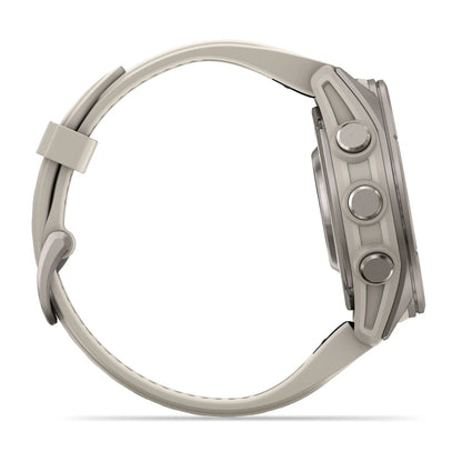 Garmin fēnix® 9 (43 mm) - Titanium met siliconen band in Fog Gray