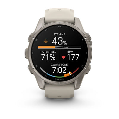 Garmin fēnix® 9 (43 mm) - Titan mit Silikonarmband in Fog Gray