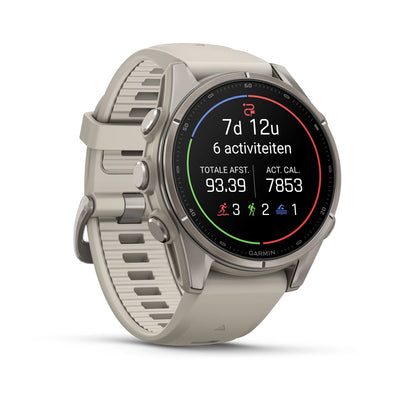 Garmin fēnix® 9 (43 mm) - Titan mit Silikonarmband in Fog Gray