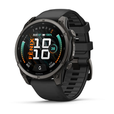 Garmin fēnix® 9 (47 mm) - Carbon Grey DLC Titan mit schwarzem Silikonarmband