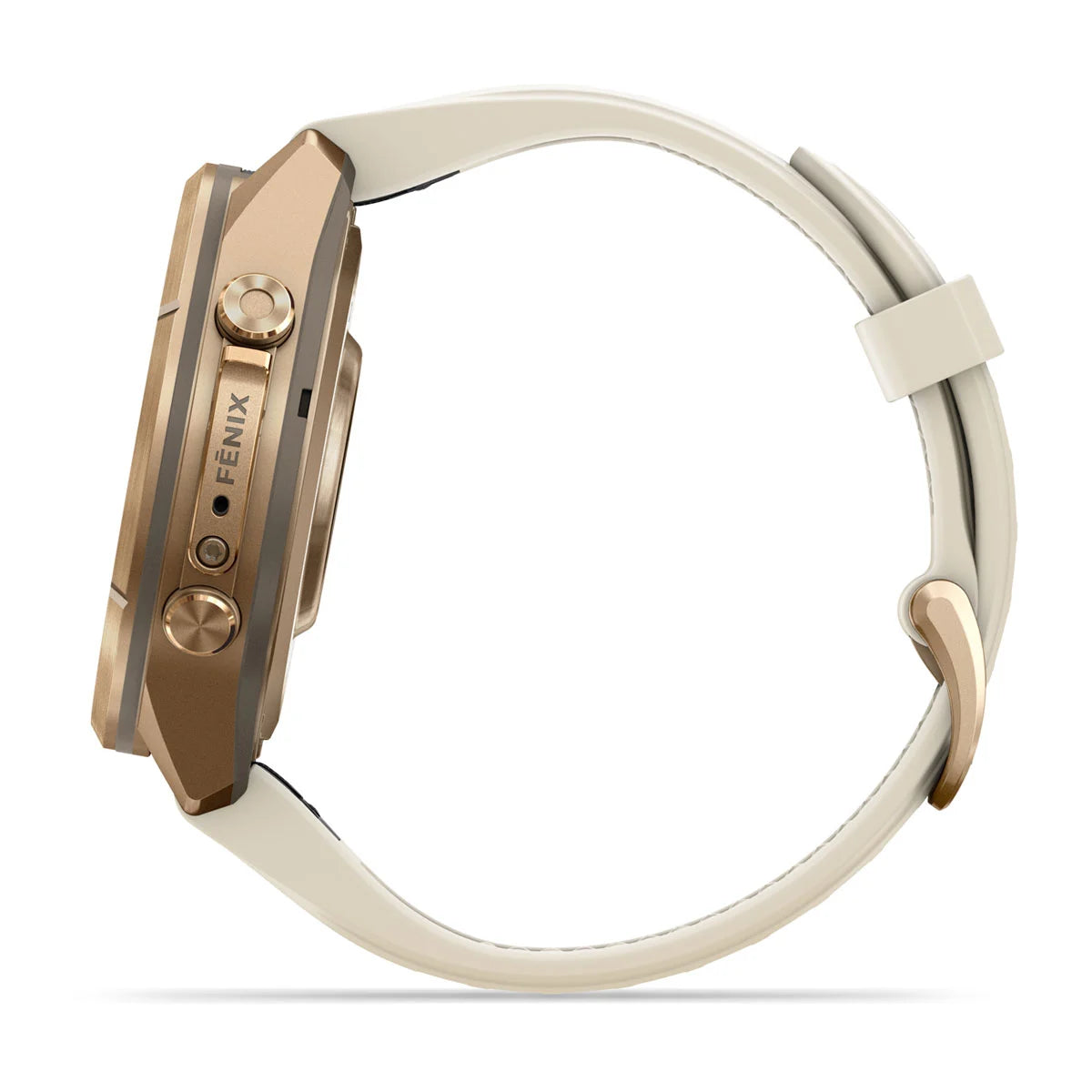 Garmin fēnix® 9 Pro (43 mm) - Autumn Gold Titanium met siliconen band in Crème/French Gray