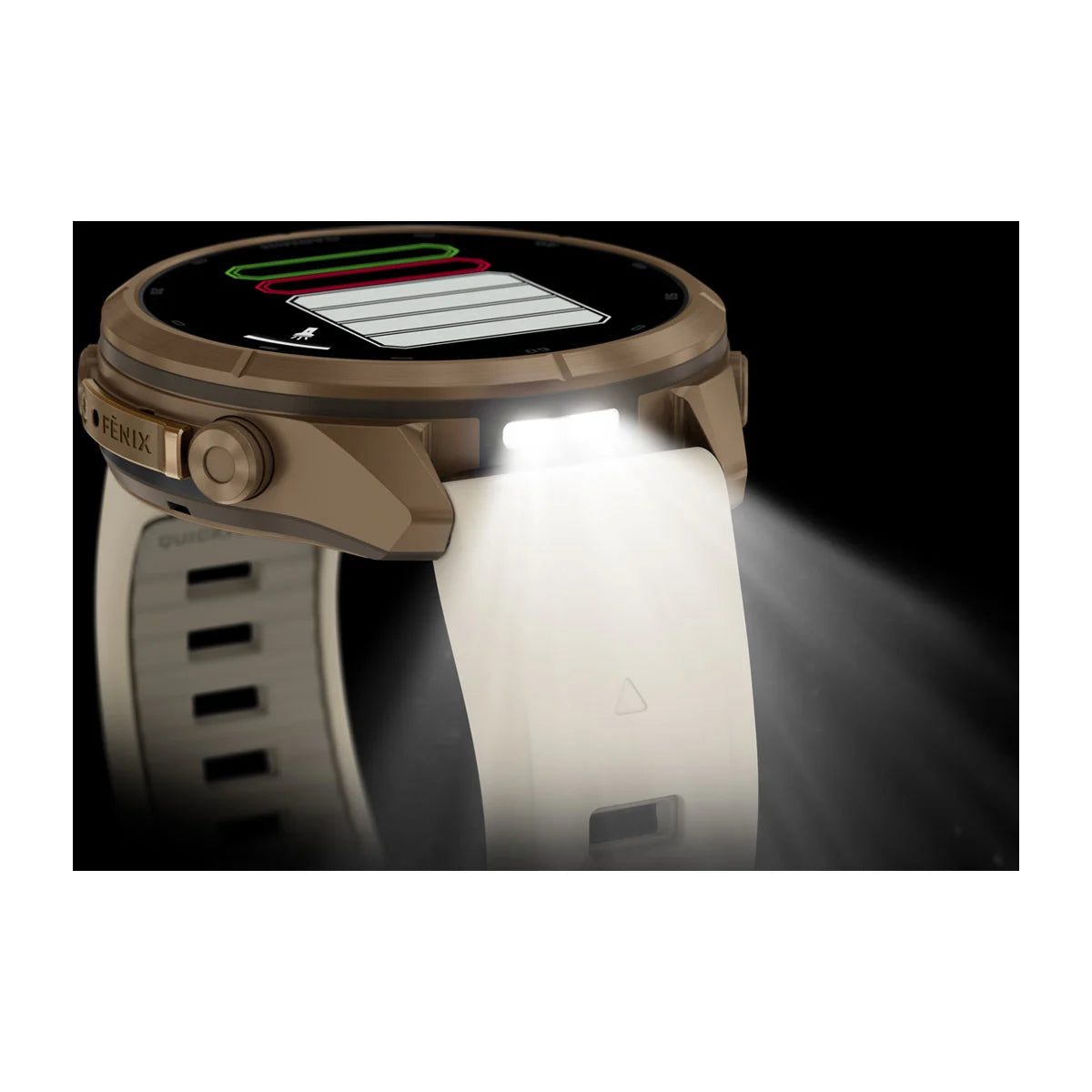 Garmin fēnix® 9 Pro (43 mm) - Autumn Gold Titanium met siliconen band in Crème/French Gray