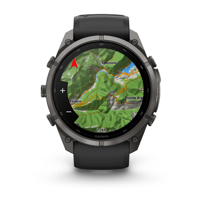 Garmin fēnix® 9 Pro (51 mm) - Carbon Gray DLC Titan mit Silikonarmband in Schwarz/Pebble Gray
