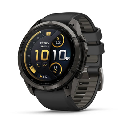 Garmin fēnix® 9 Pro inReach® (51 mm) - Titanium met Graphite/Zwarte siliconen band