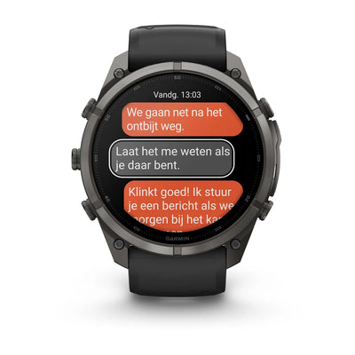 Garmin fēnix® 9 Pro (51 mm) - Carbon Gray DLC Titan mit Silikonarmband in Schwarz/Pebble Gray