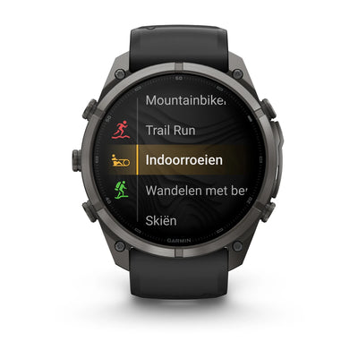 Garmin fēnix® 9 Pro (51 mm) - Carbon Gray DLC Titan mit Silikonarmband in Schwarz/Pebble Gray