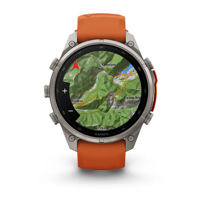 Garmin fēnix® 9 Pro inReach® (47 mm) - Titanium met siliconen band in Autumn Orange/Spark Orange