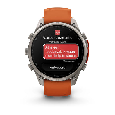 Garmin fēnix® 9 Pro inReach® (47 mm) - Titanium met siliconen band in Autumn Orange/Spark Orange