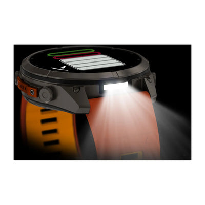 Garmin fēnix® 9 Pro inReach® (51 mm) – Titan mit Silikonarmband in Autumn Orange/Spark Orange