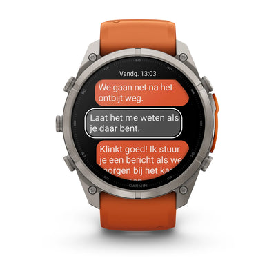 Garmin fēnix® 9 Pro inReach® (51 mm) – Titan mit Silikonarmband in Autumn Orange/Spark Orange