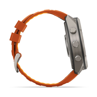 Garmin fēnix® 9 Pro inReach® (51 mm) – Titan mit Silikonarmband in Autumn Orange/Spark Orange