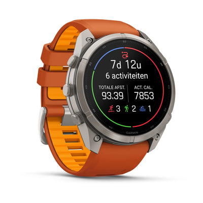 Garmin fēnix® 9 Pro inReach® (51 mm) – Titan mit Silikonarmband in Autumn Orange/Spark Orange