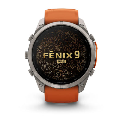 Garmin fēnix® 9 Pro inReach® (51 mm) – Titan mit Silikonarmband in Autumn Orange/Spark Orange