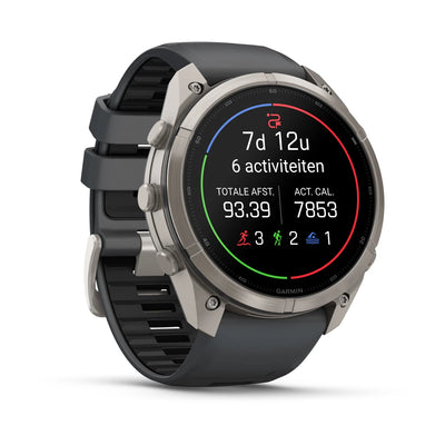 Garmin fēnix® 9 Pro inReach® (51 mm) – Titan mit Graphit-/schwarzem Silikonarmband