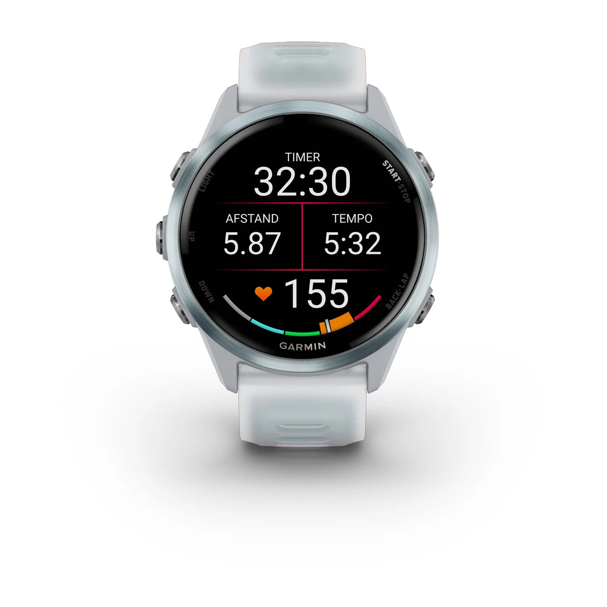 Garmin Forerunner 570 (42 mm) Cloud Blue Aluminium mit transparentem Armband in Weiß/Cloud Blue – Premium-Smartwatch zum Laufen mit AMOLED-Display 