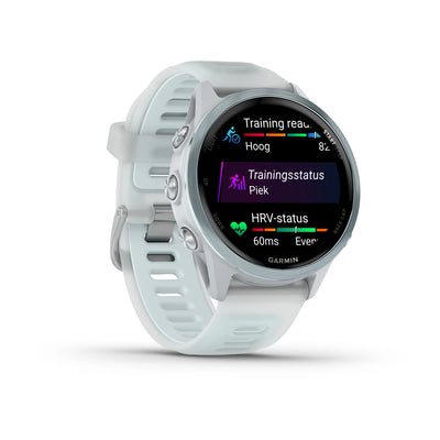 Garmin Forerunner 570 (42mm) Cloud Blue Aluminum with Transparent Whitestone/Cloud Blue Band - Premium Smartwatch for Running with AMOLED Screen 