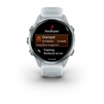 Garmin Forerunner 570 (42mm) Cloud Blue Aluminum with Transparent Whitestone/Cloud Blue Band - Premium Smartwatch for Running with AMOLED Screen 