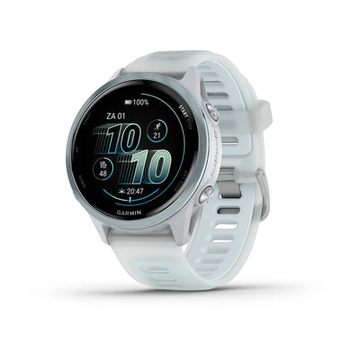 Garmin Forerunner 570 (42mm) Cloud Blue Aluminum with Transparent Whitestone/Cloud Blue Band - Premium Smartwatch for Running with AMOLED Screen 