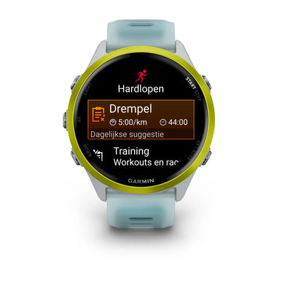 Garmin Forerunner 570 (47 mm) Amp yellow aluminum with whitestone/turquoise band - Premium smartwatch for running with AMOLED screen 