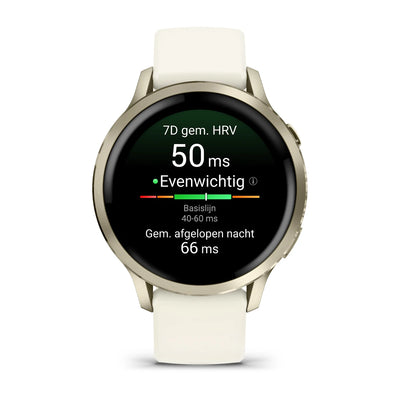 Garmin Venu 4 (41 mm) - Fashion/Sport Hybrid Smartwatch - Lunar Gold with Bone silicone strap 