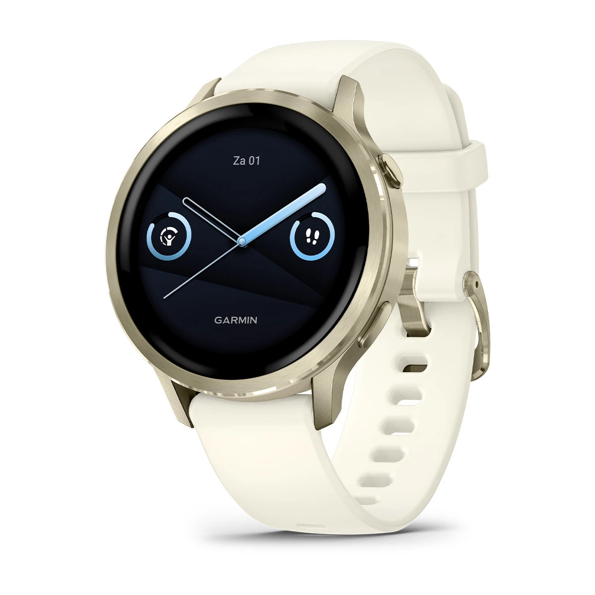 Garmin Venu 4 (41 mm) – Modische/Sportliche Hybrid-Smartwatch – Lunar Gold mit knochenfarbenem Silikonarmband 